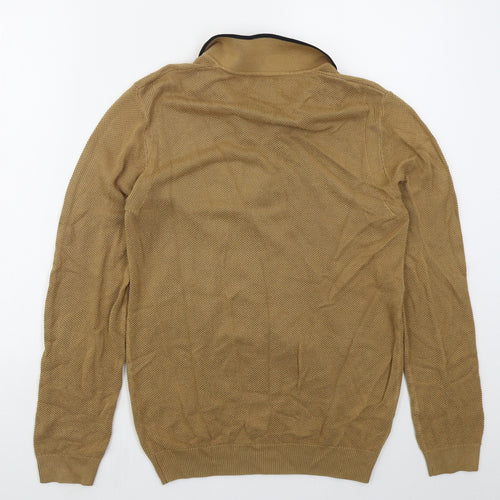 Topman Mens Brown Collared  Viscose Pullover Jumper Size M