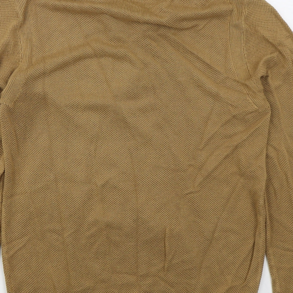 Topman Mens Brown Collared  Viscose Pullover Jumper Size M