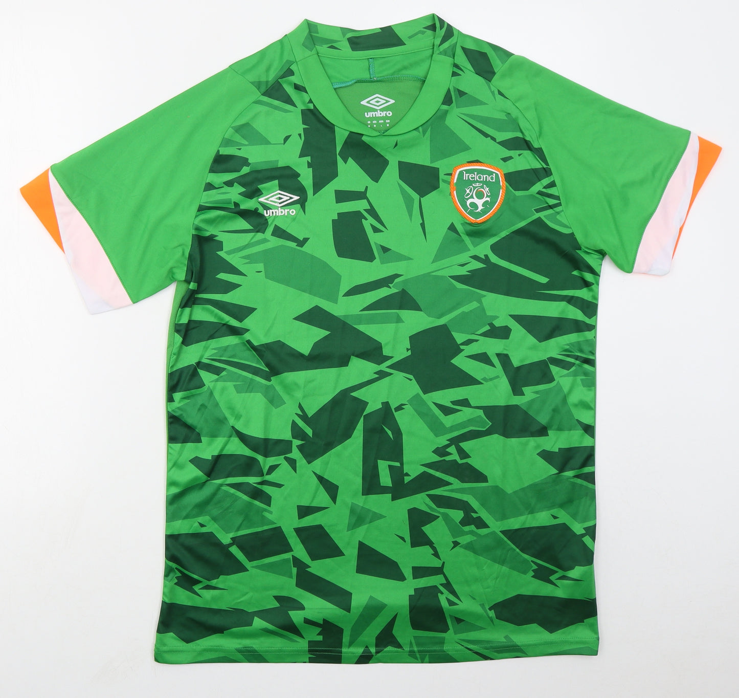 Umbro Mens Green Geometric Polyester Basic T-Shirt Size M Crew Neck Pullover - Ireland