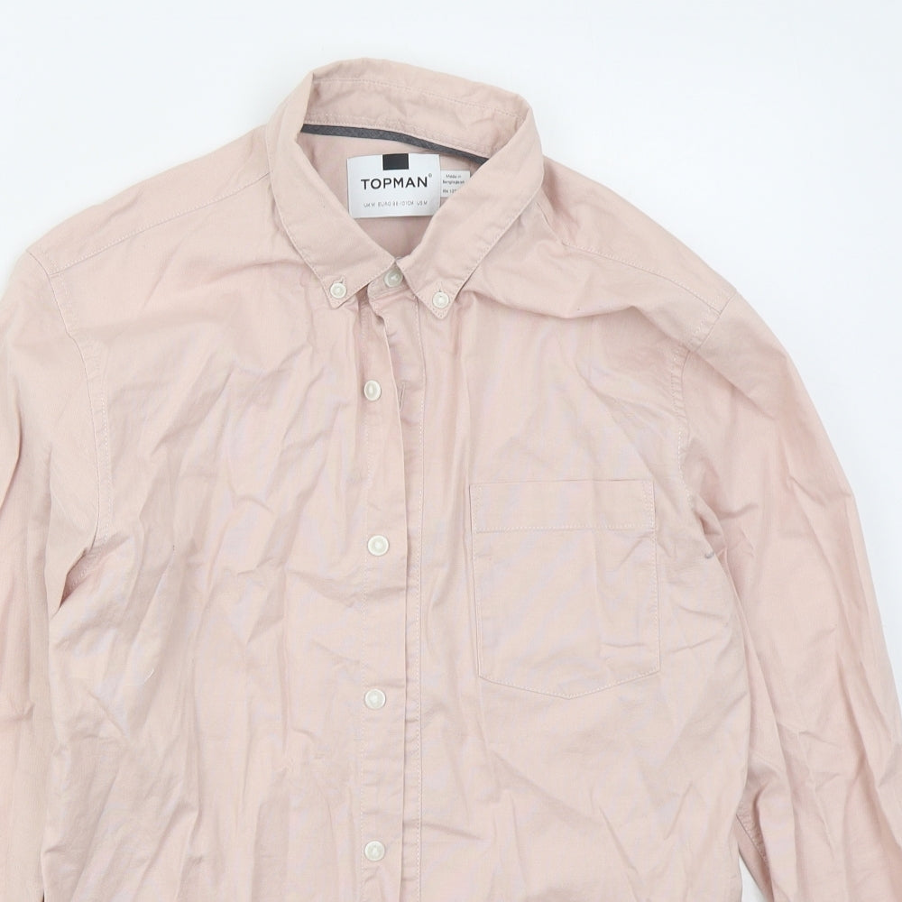 Topman Mens Pink  Cotton  Button-Up Size M Collared Button