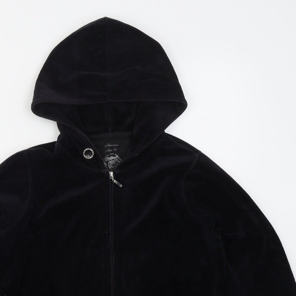 Dunnes Womens Black  Cotton Full Zip Hoodie Size 18  Zip