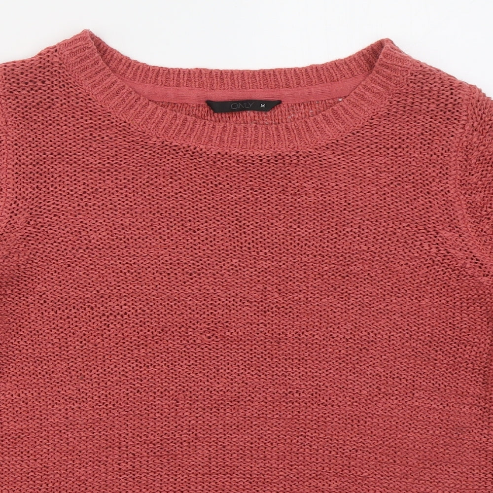 Only Womens Pink Boat Neck  Acrylic Pullover Jumper Size M