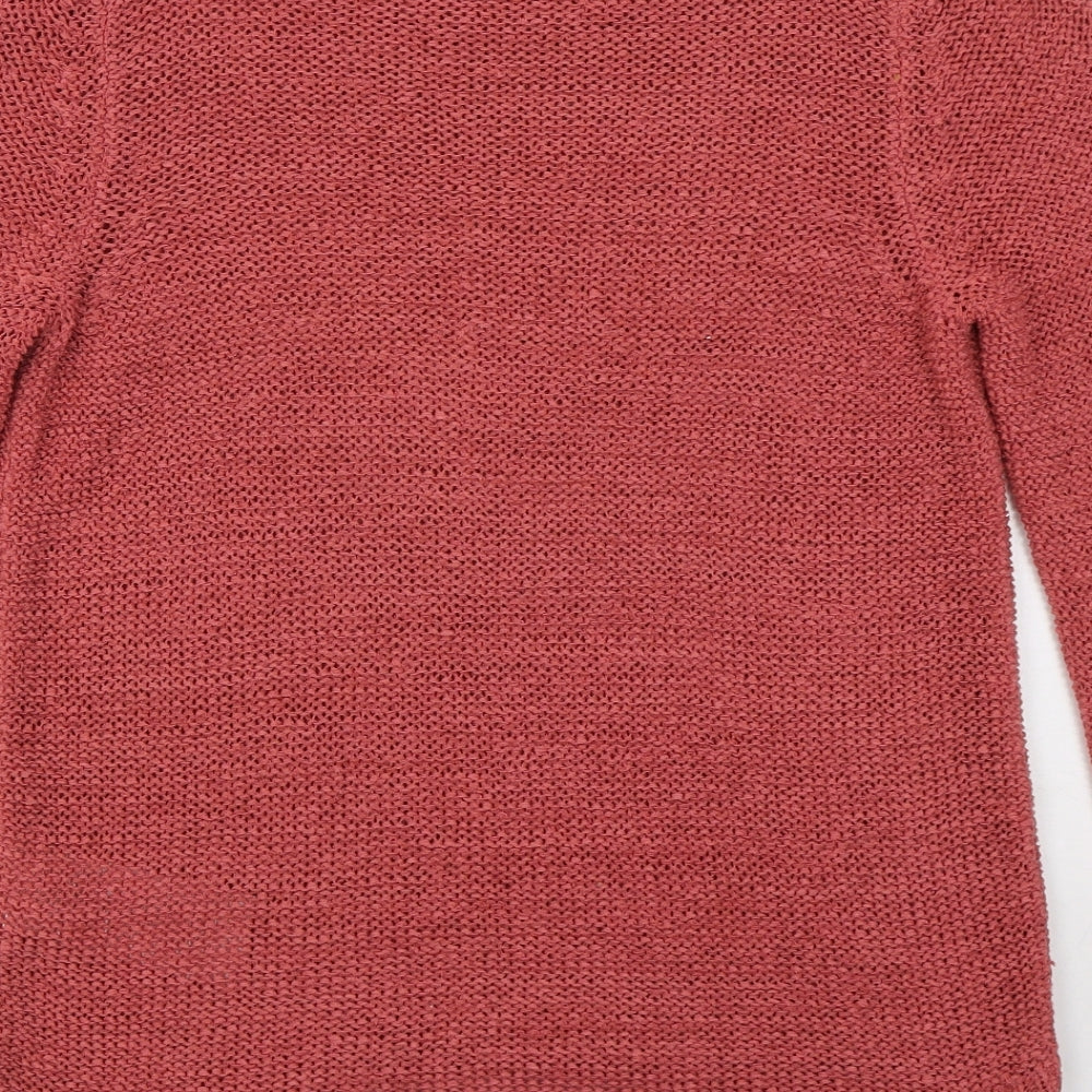 Only Womens Pink Boat Neck  Acrylic Pullover Jumper Size M