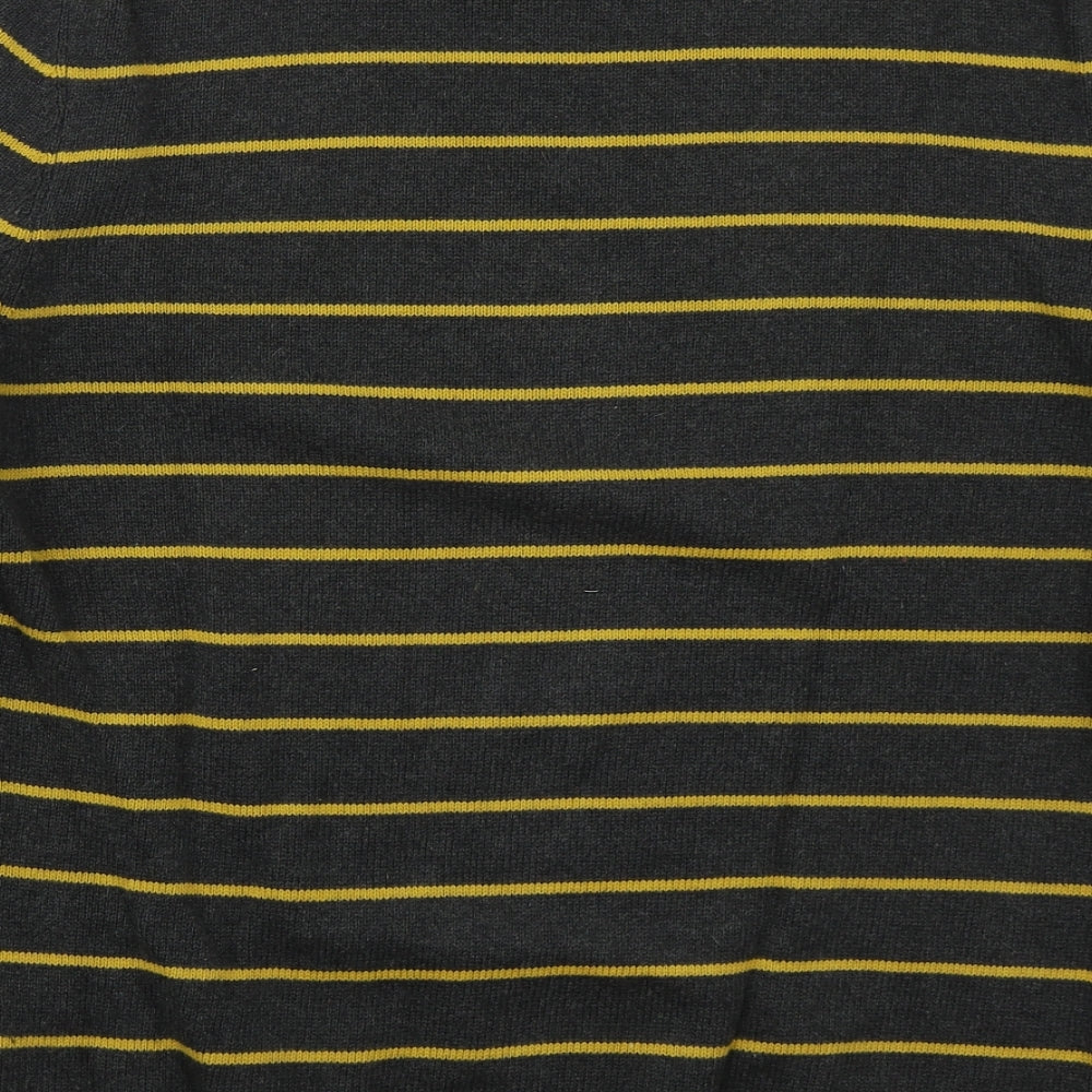 C&A Mens Grey Crew Neck Striped Cotton Pullover Jumper Size M   - Yellow