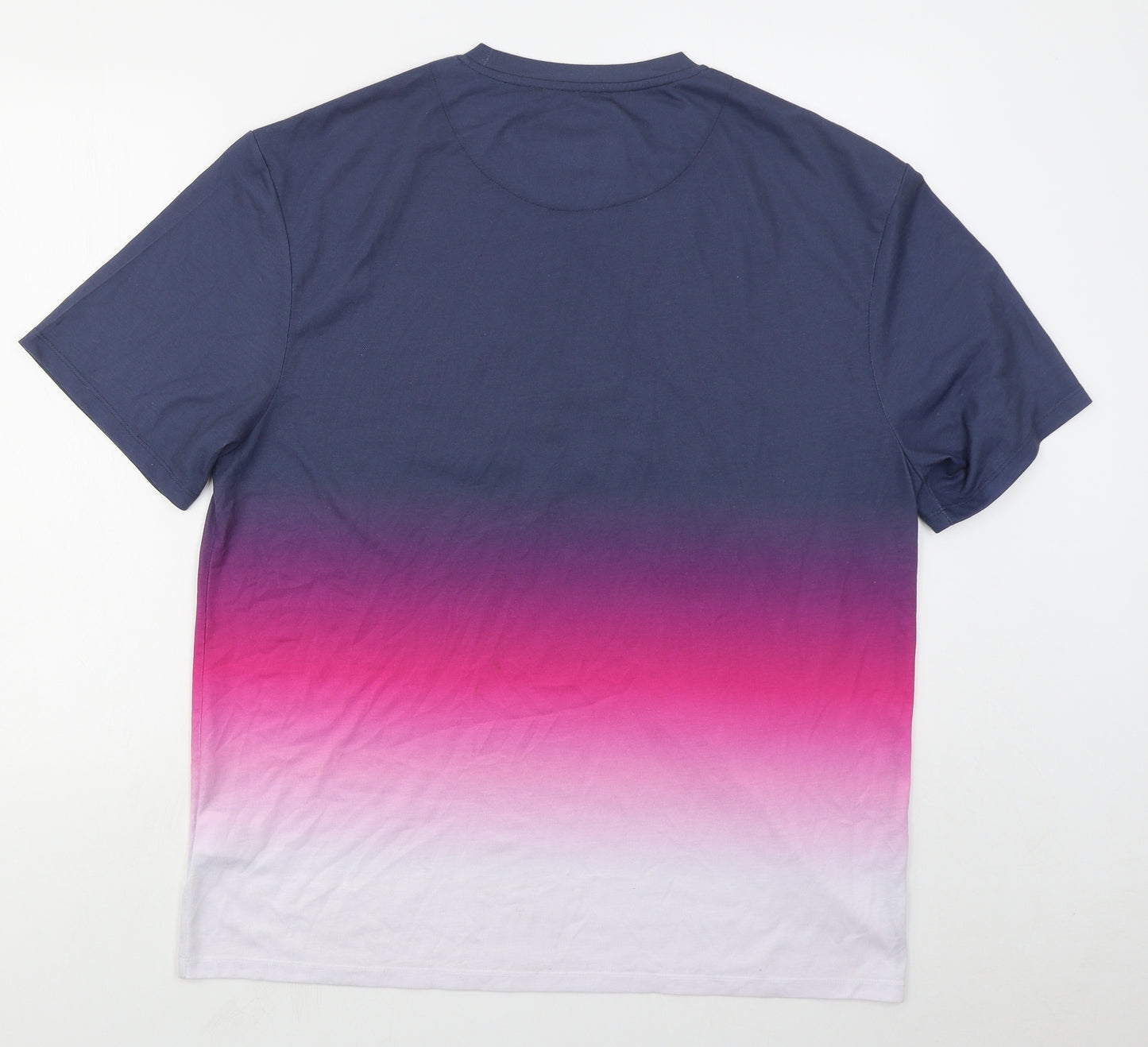SikSilk Mens Blue  Polyester  T-Shirt Size M Crew Neck  - Pink Ombre