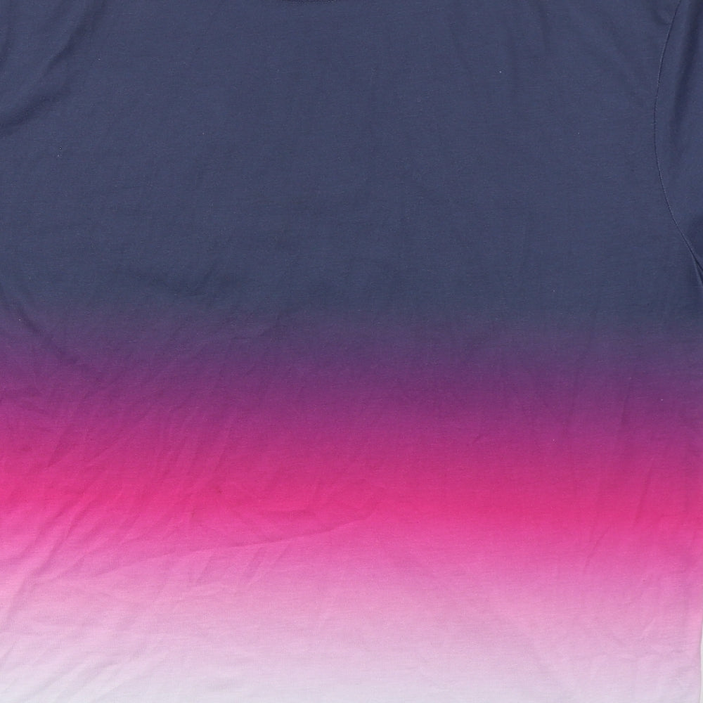 SikSilk Mens Blue  Polyester  T-Shirt Size M Crew Neck  - Pink Ombre