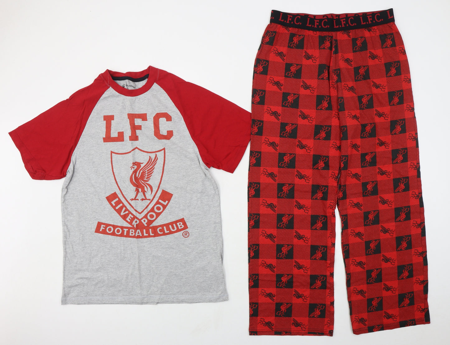 Character Mens Red Solid Cotton  Pyjama Set Size M  Pullover - Liverpool FC