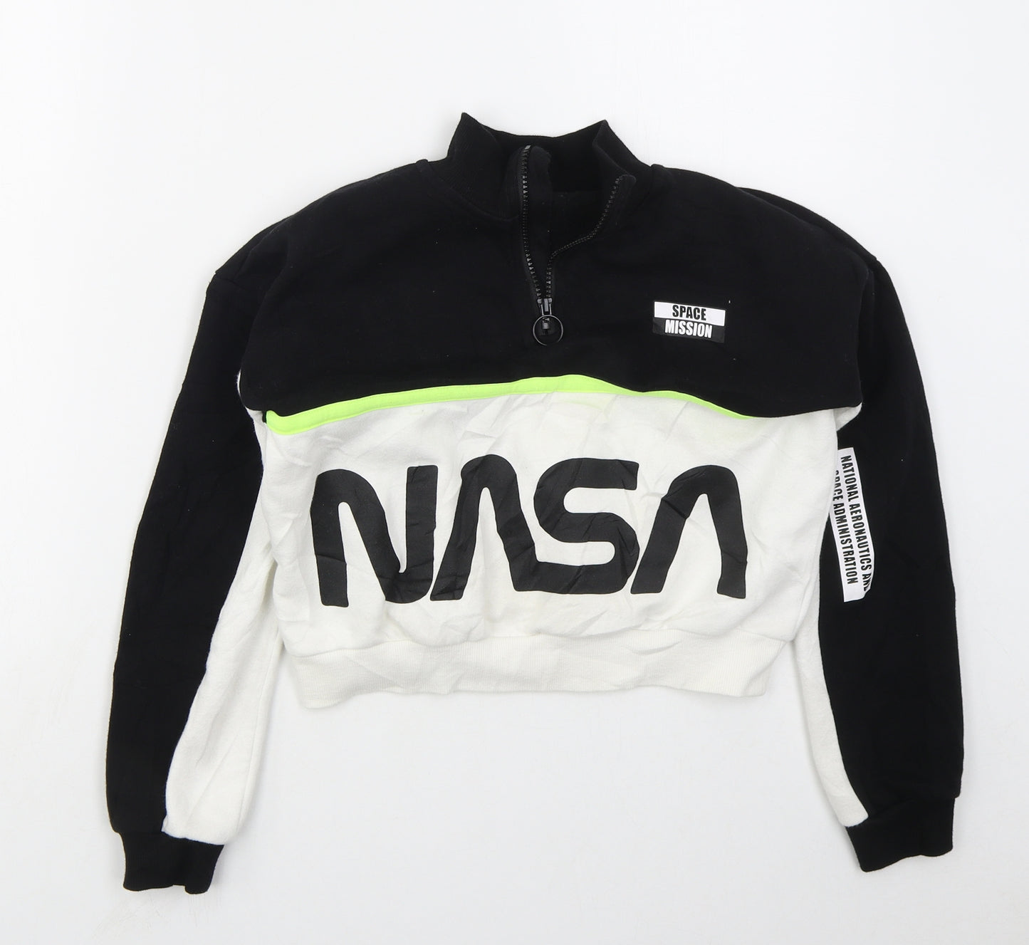 H&M Girls Black  Cotton Pullover Sweatshirt Size 10-11 Years  Zip - NASA