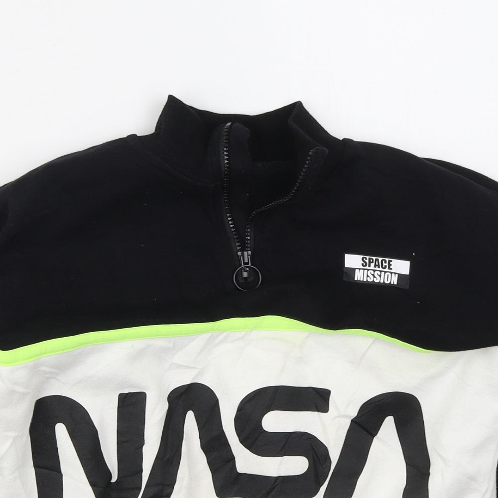 H&M Girls Black  Cotton Pullover Sweatshirt Size 10-11 Years  Zip - NASA