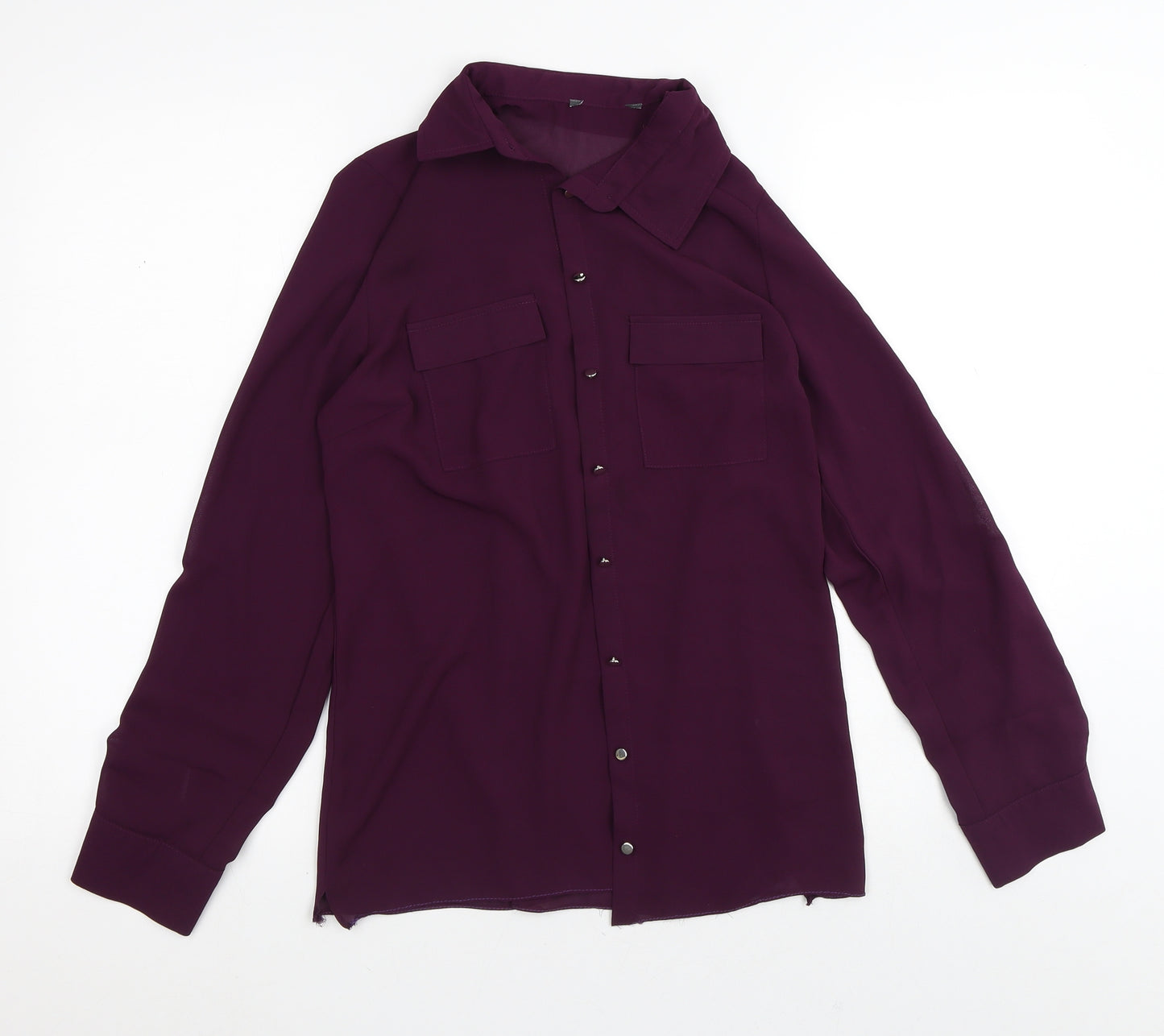 Preworn Womens Purple Collared  Polyester Cardigan Jumper Size S