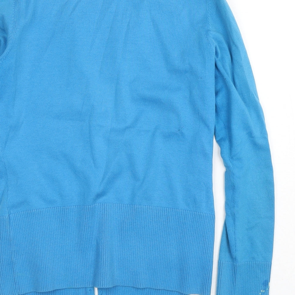 Monsoon Womens Blue V-Neck  Cotton Cardigan Jumper Size 10
