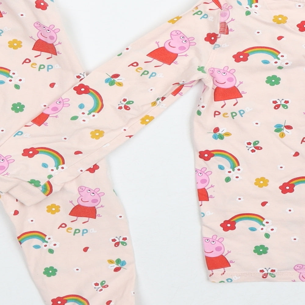 Marks and Spencer Girls Pink Geometric Polyester Top Pyjama Set Size 3-4 Years   - Peppa Pig