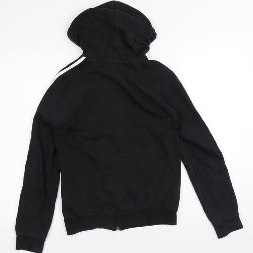 adidas Boys Black Striped 100% Cotton Full Zip Hoodie Size 13-14 Years
