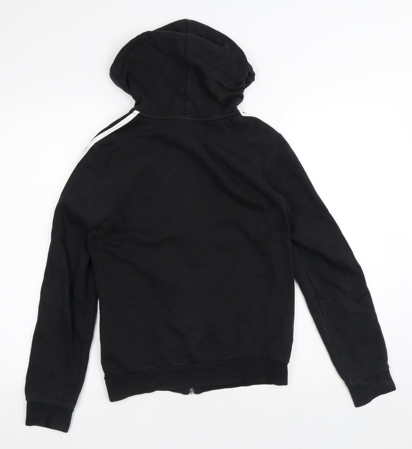 adidas Boys Black Striped 100% Cotton Full Zip Hoodie Size 13-14 Years