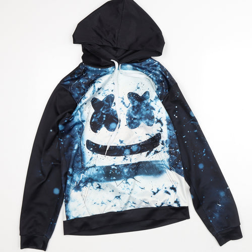 Preworn Mens Black  Polyester Pullover Hoodie Size S