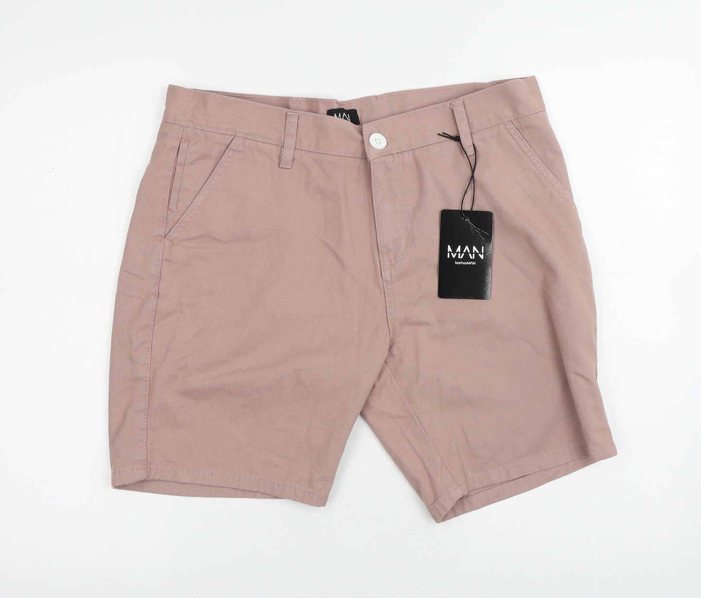 Boohoo Mens Pink  Cotton Chino Shorts Size M L7 in Regular