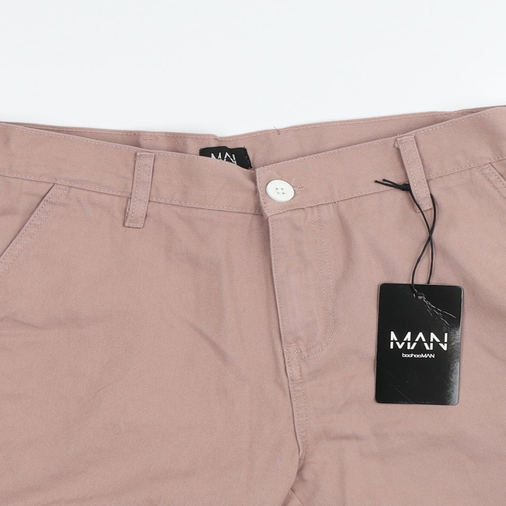 Boohoo Mens Pink  Cotton Chino Shorts Size M L7 in Regular