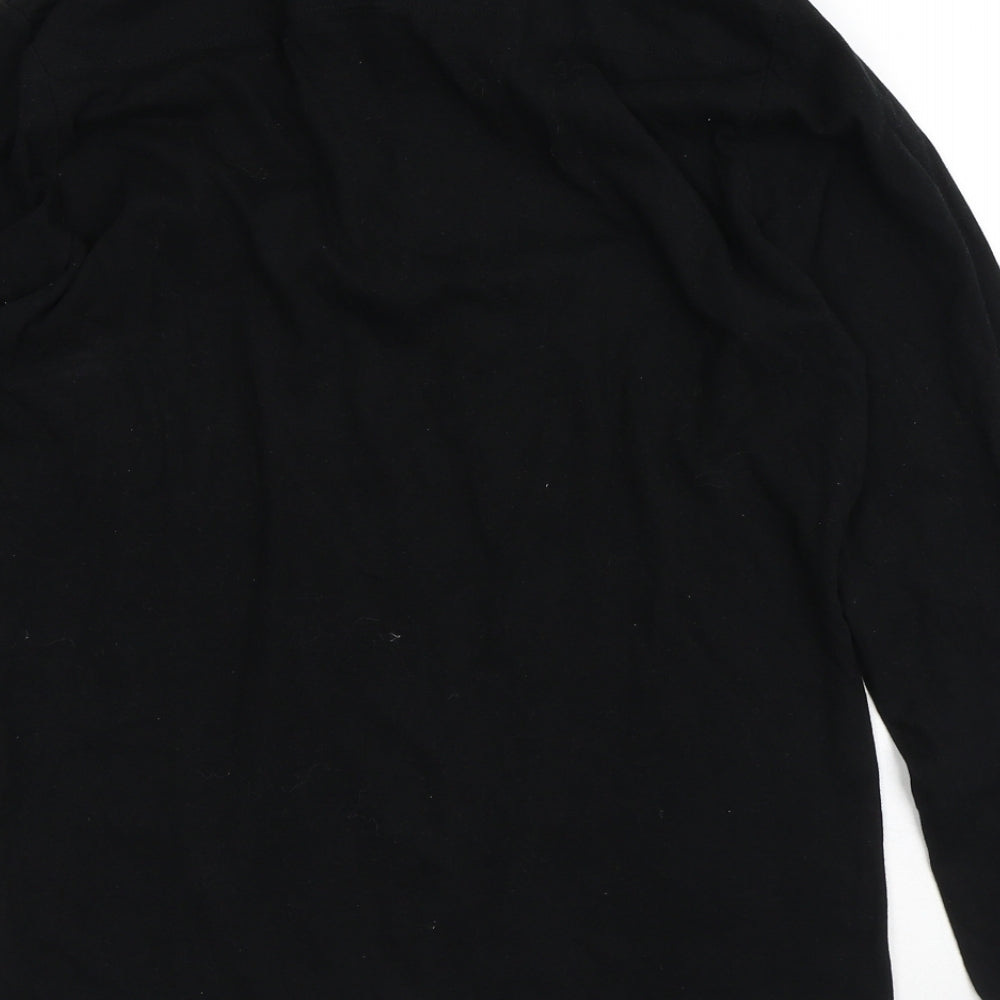 French Connection Mens Black  Cotton  T-Shirt Size L Collared