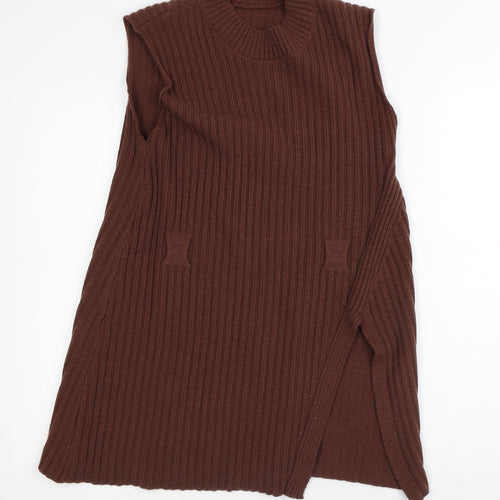 Preworn Womens Brown  Polyester Jumper Dress  Size S  Crew Neck