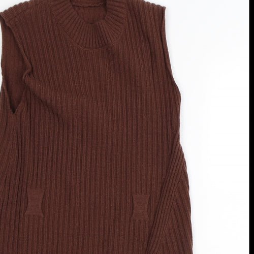 Preworn Womens Brown  Polyester Jumper Dress  Size S  Crew Neck