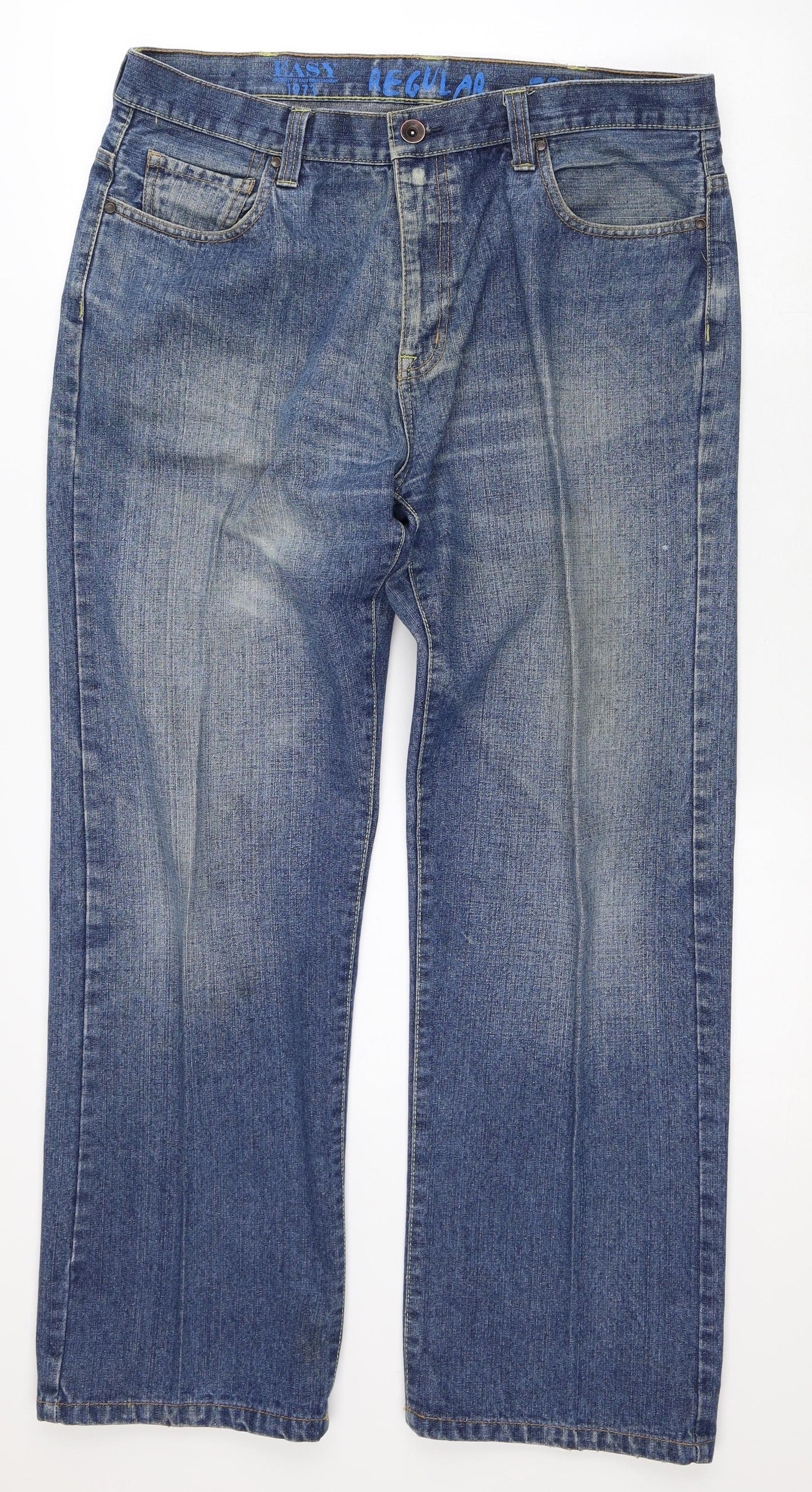 Preworn Mens Blue  Cotton Straight Jeans Size 38 in L30 in Regular  - Short leg