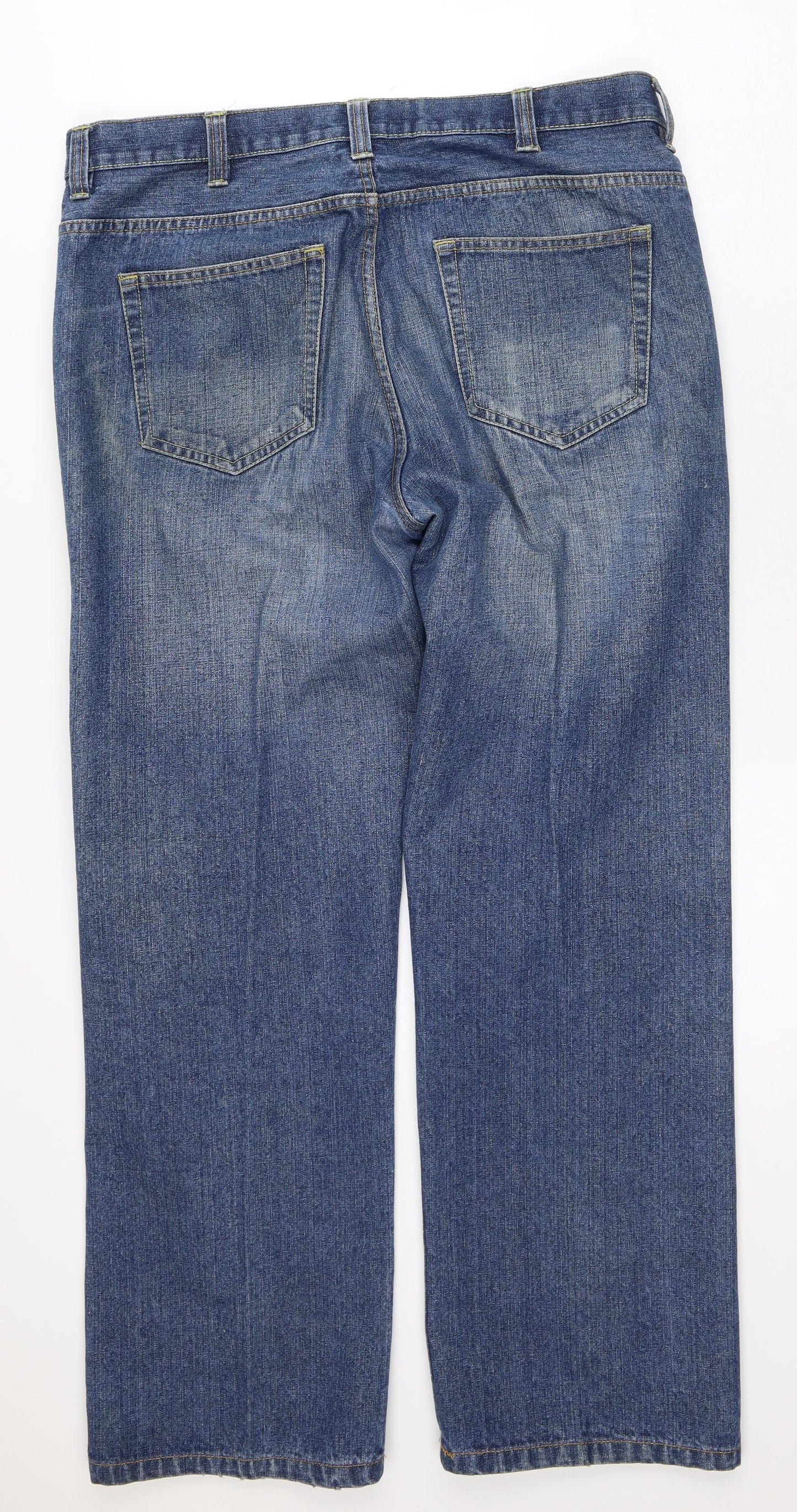 Preworn Mens Blue  Cotton Straight Jeans Size 38 in L30 in Regular  - Short leg