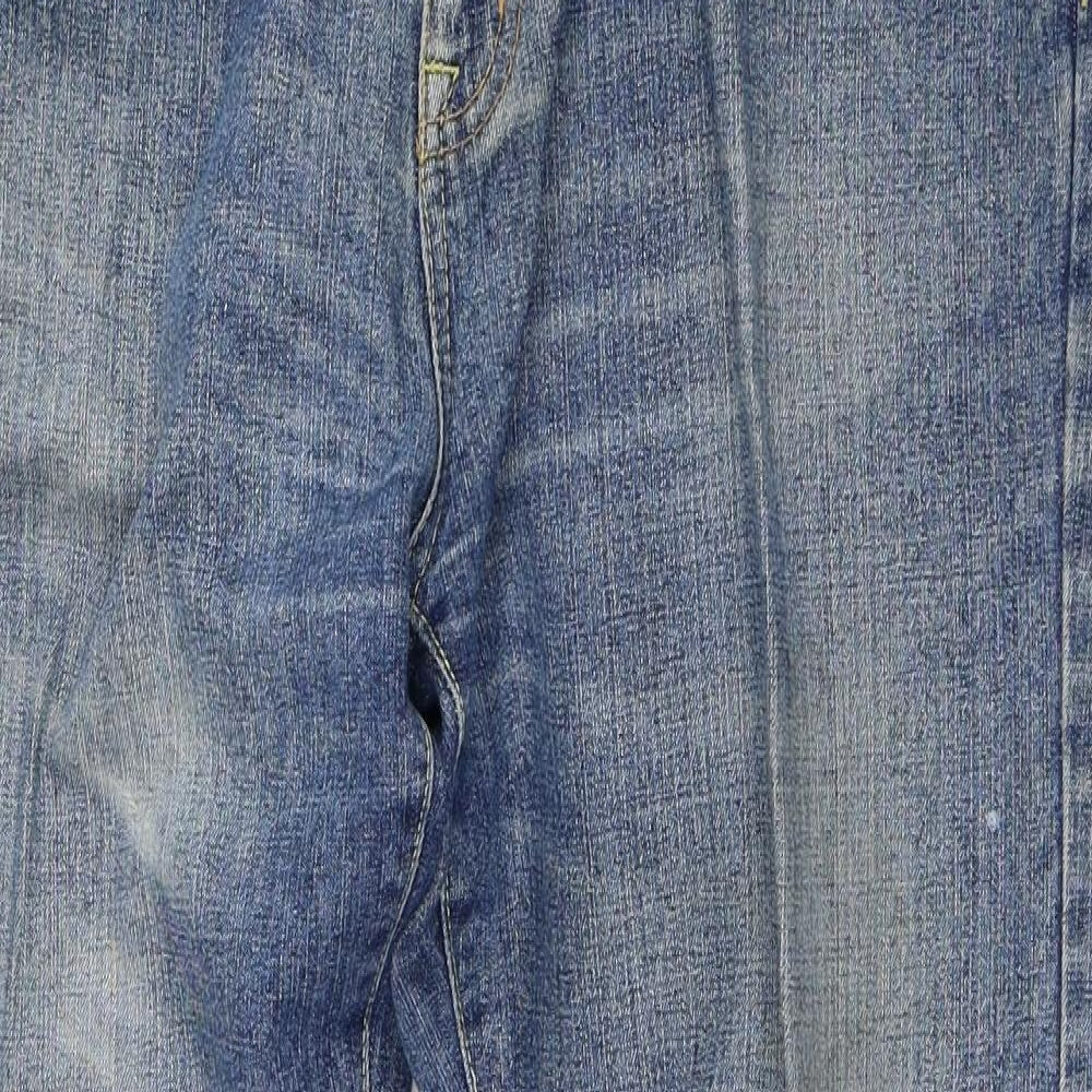 Preworn Mens Blue  Cotton Straight Jeans Size 38 in L30 in Regular  - Short leg
