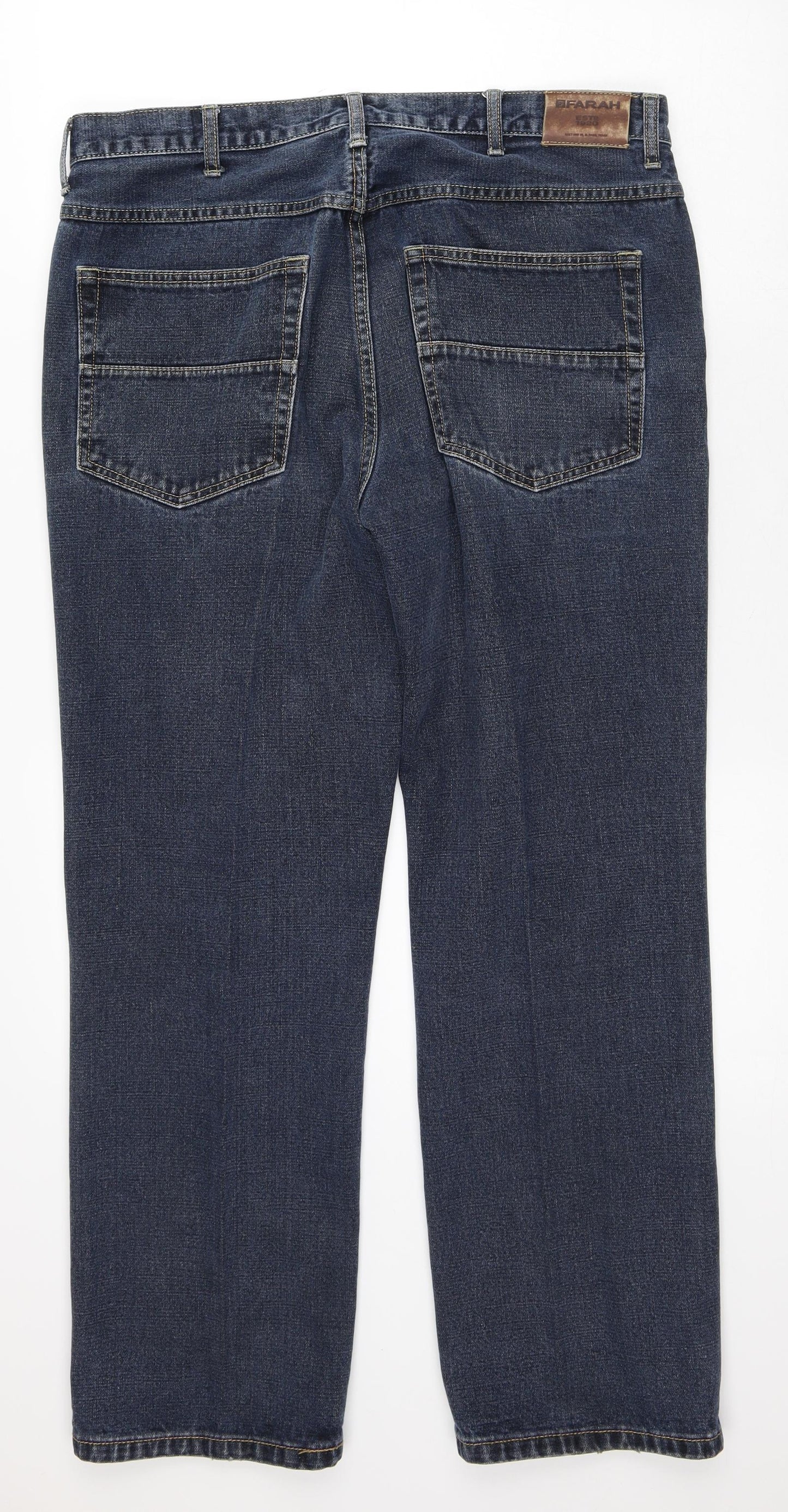 Farah Mens Blue  Cotton Straight Jeans Size 36 in L28 in Regular
