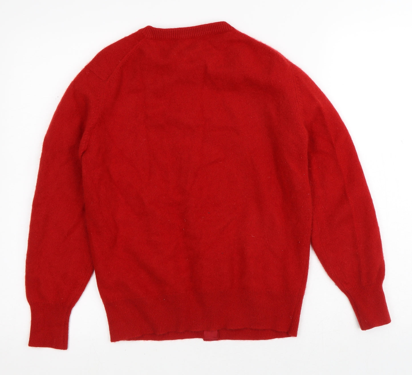 House of Bruar Womens Red Crew Neck  Cashmere Cardigan Jumper Size 8