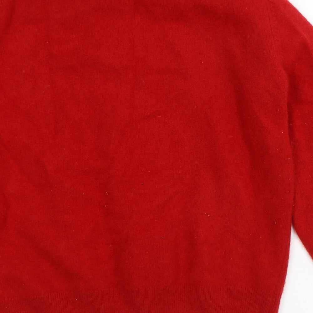 House of Bruar Womens Red Crew Neck  Cashmere Cardigan Jumper Size 8