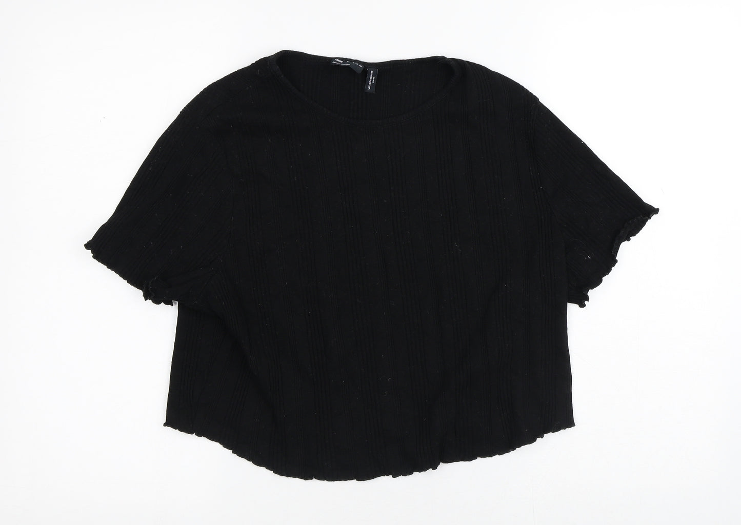 ASOS Womens Black  Cotton Cropped Blouse Size 22 Round Neck