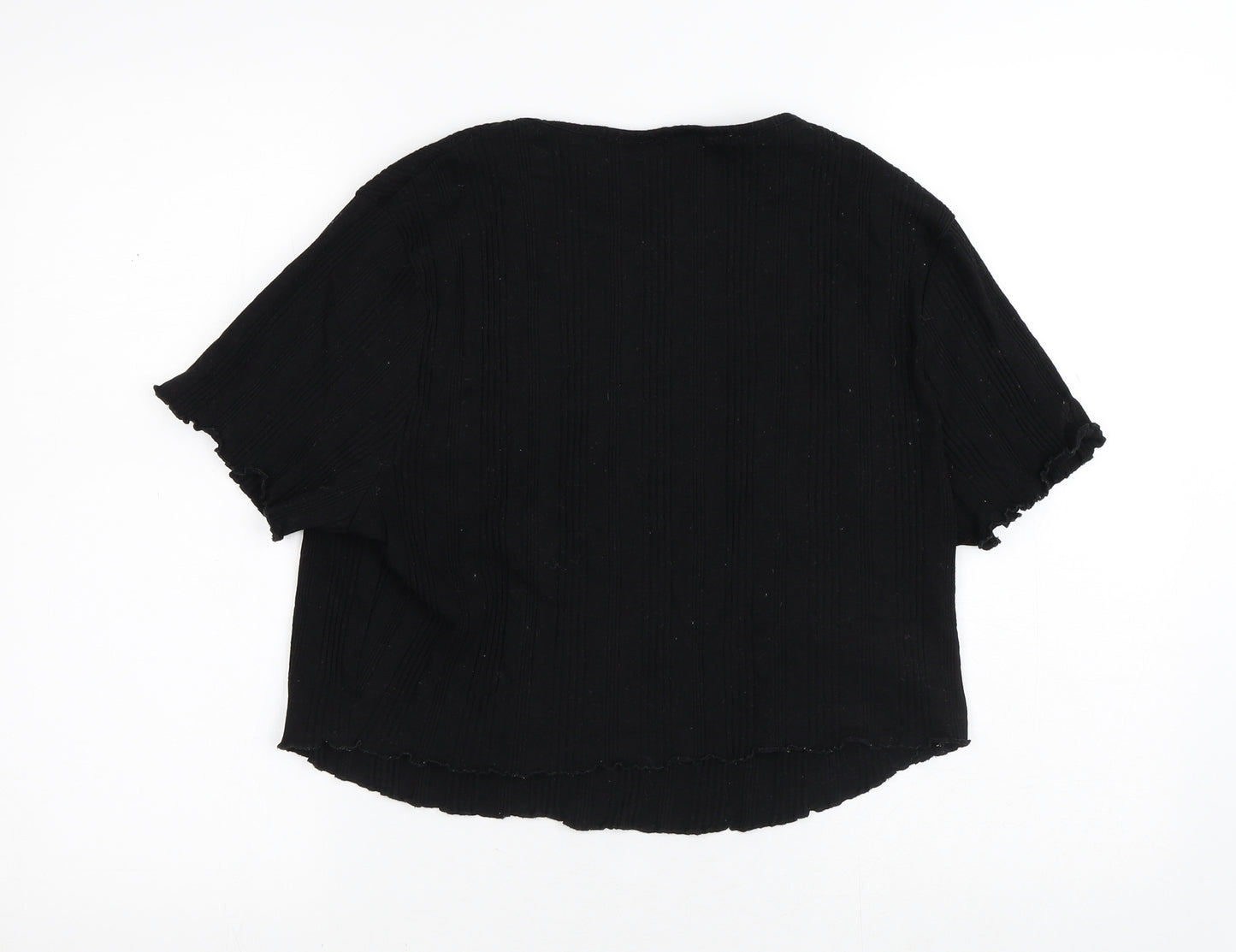 ASOS Womens Black  Cotton Cropped Blouse Size 22 Round Neck