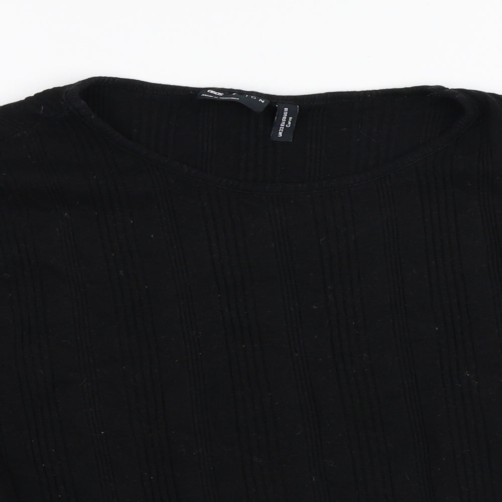 ASOS Womens Black  Cotton Cropped Blouse Size 22 Round Neck