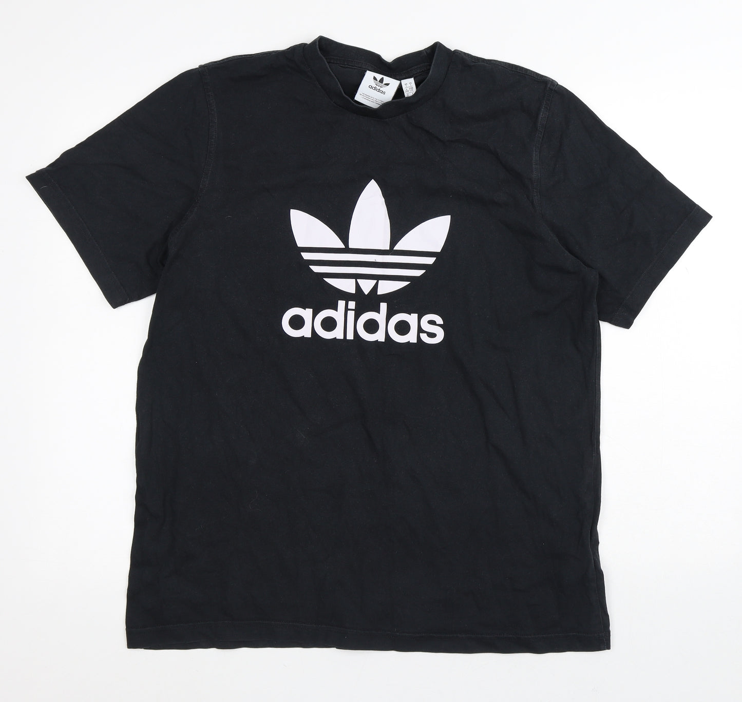 adidas Mens Black  Cotton  T-Shirt Size L Crew Neck