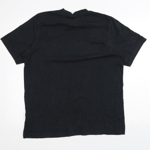 adidas Mens Black  Cotton  T-Shirt Size L Crew Neck
