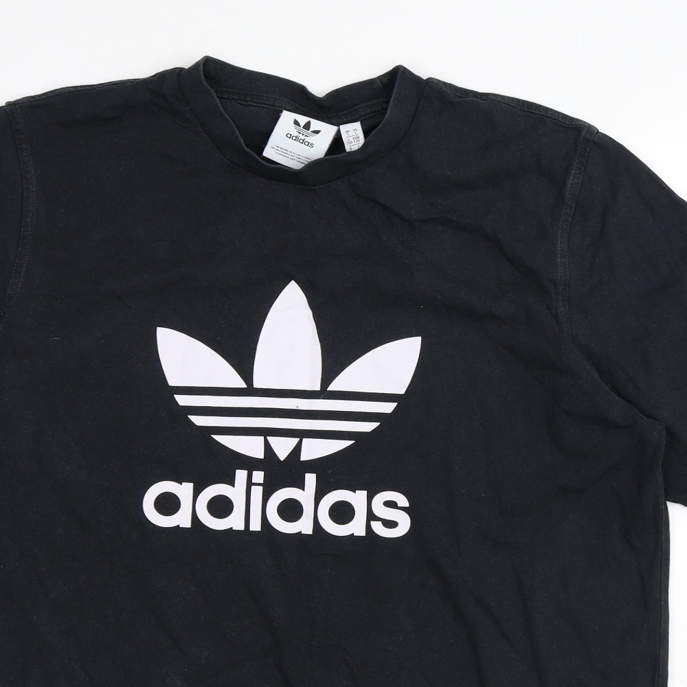 adidas Mens Black  Cotton  T-Shirt Size L Crew Neck