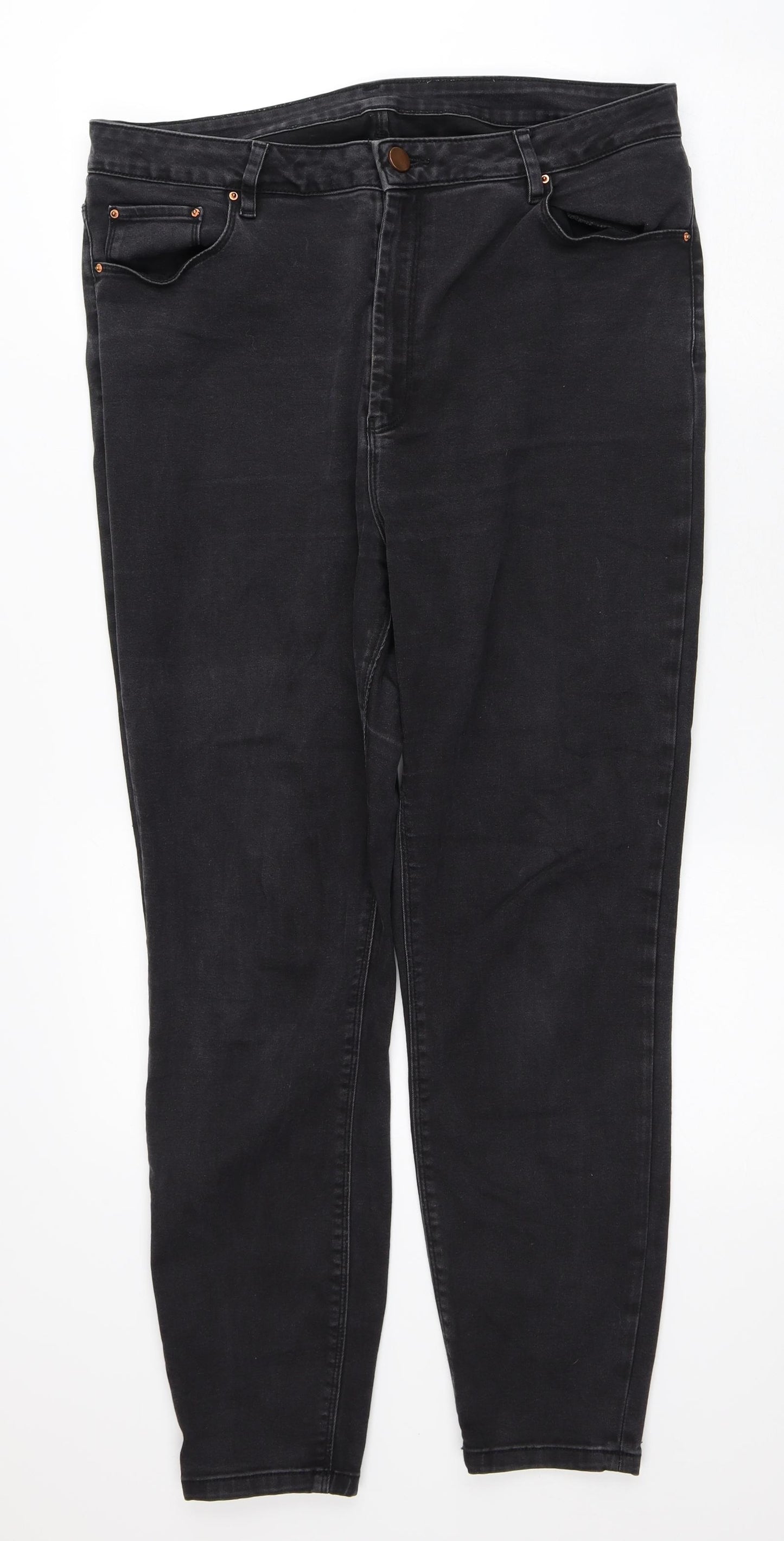 ASOS Womens Black  Cotton Tapered Jeans Size 18 L32 in Regular