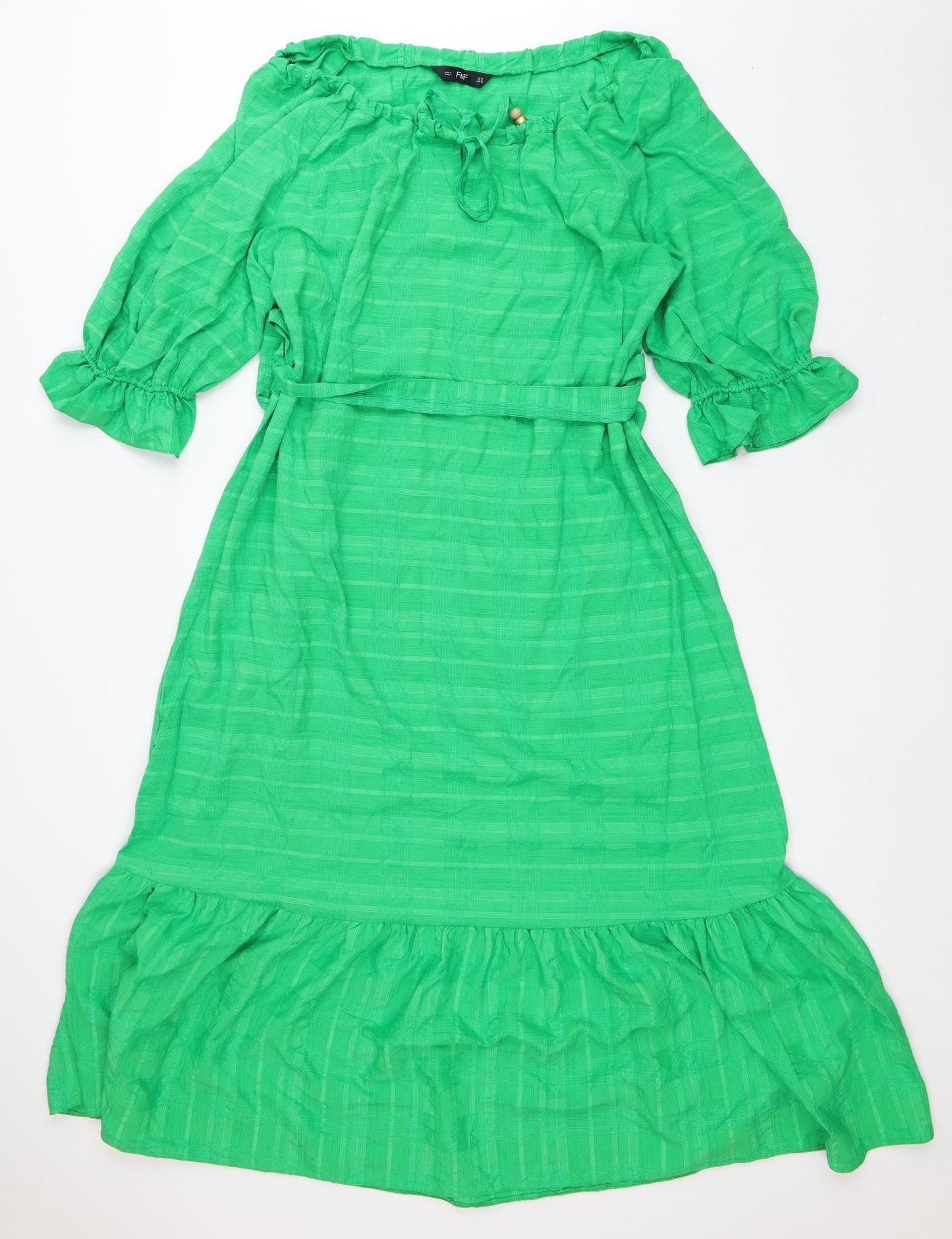 F&F Womens Green  Polyester Fit & Flare  Size 16  Round Neck
