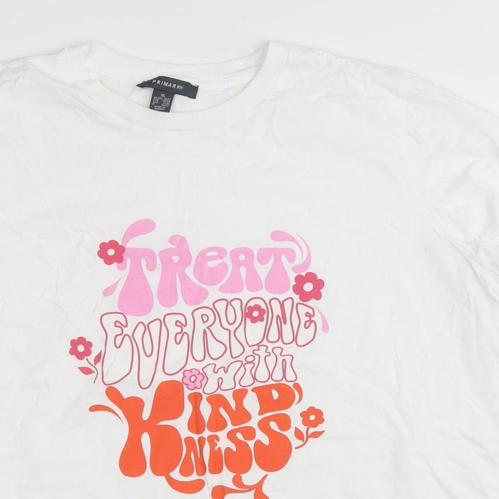 Primark Womens White  100% Cotton Basic T-Shirt Size 18 Crew Neck - Kindness