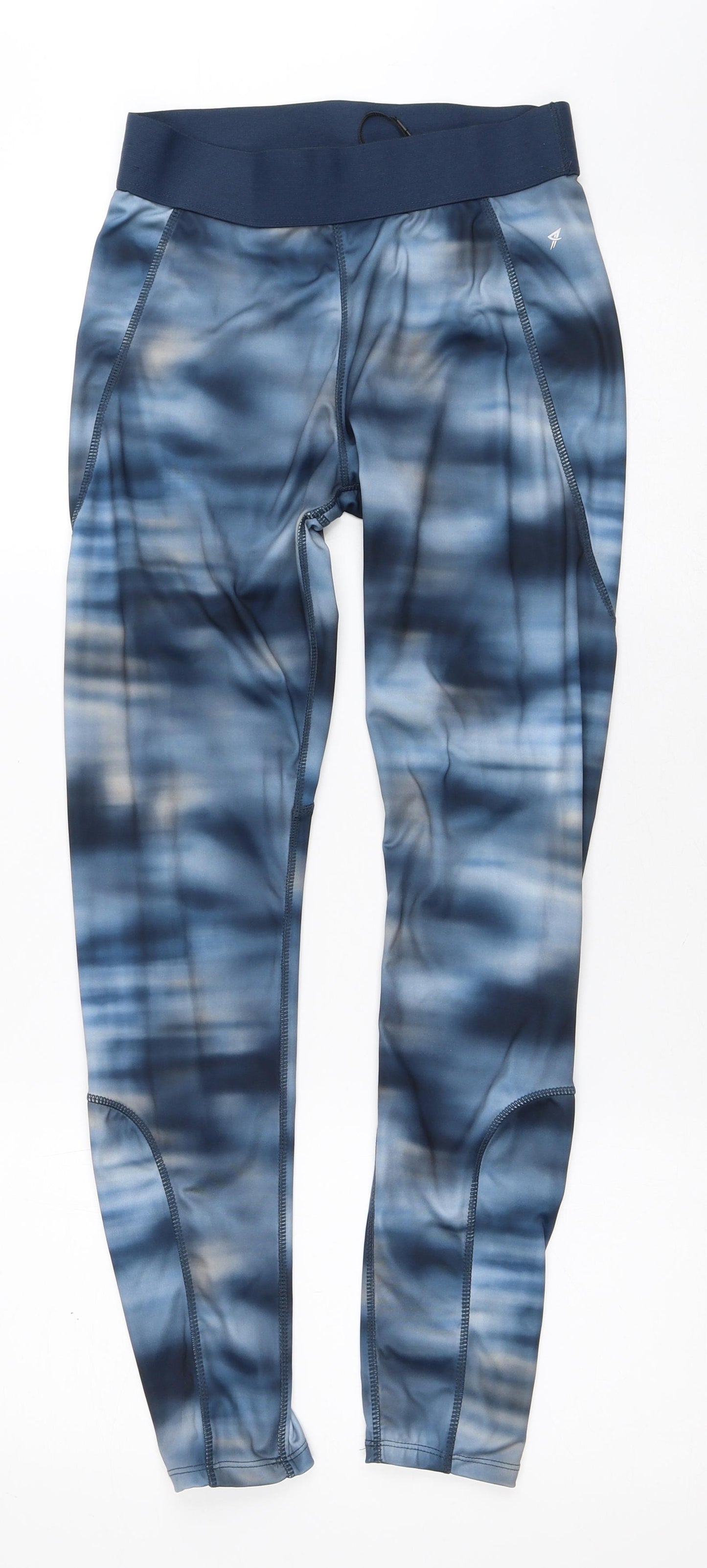 Workout Womens Blue Geometric Polyester Capri Leggings Size 10 L26 in Regular