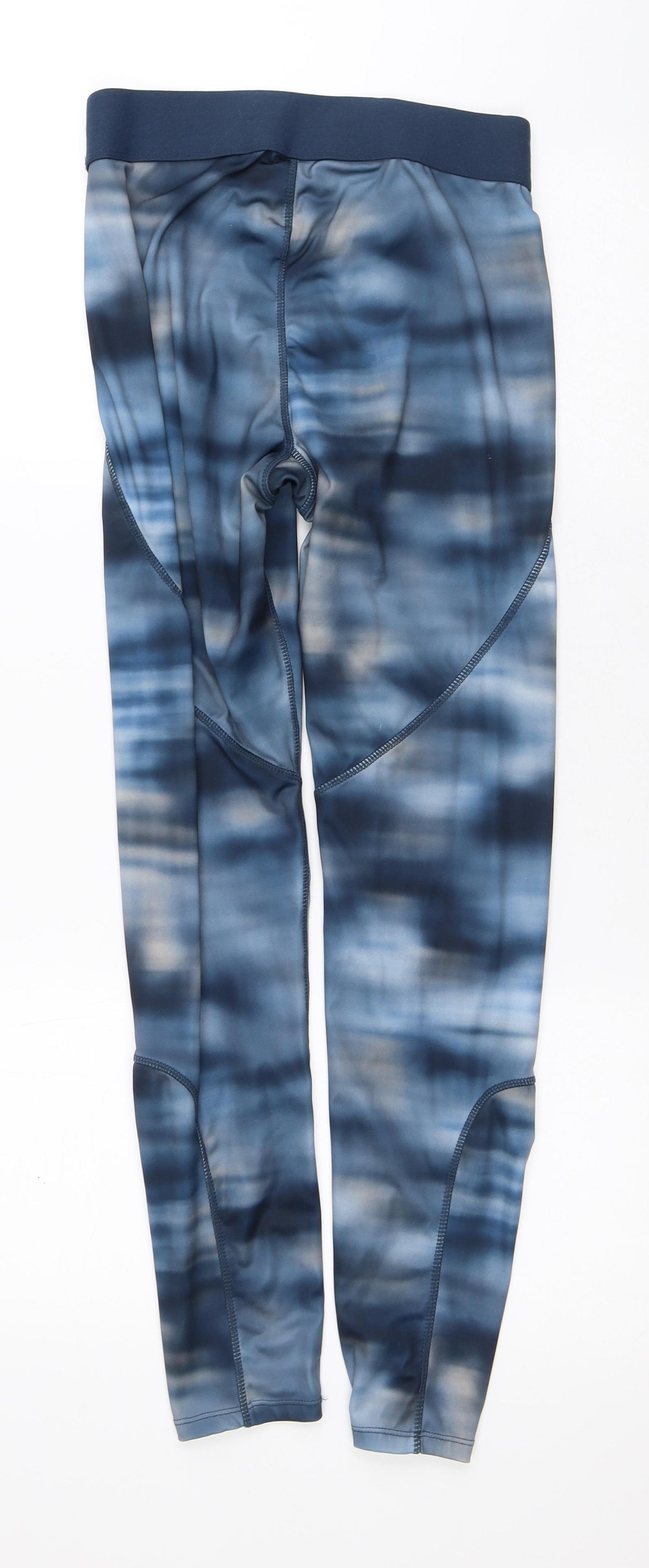 Workout Womens Blue Geometric Polyester Capri Leggings Size 10 L26 in Regular