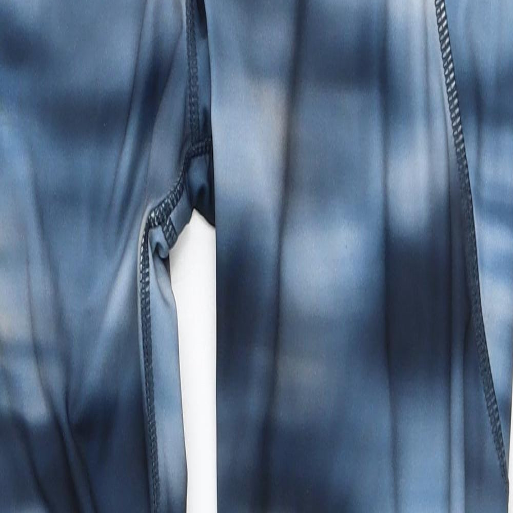 Workout Womens Blue Geometric Polyester Capri Leggings Size 10 L26 in Regular