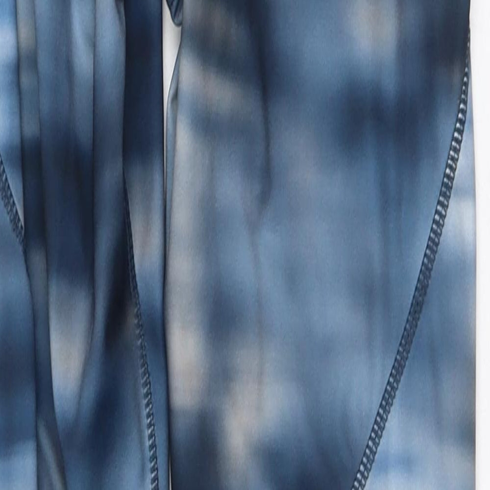 Workout Womens Blue Geometric Polyester Capri Leggings Size 10 L26 in Regular