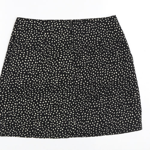 SheIn Womens Black Geometric Polyester A-Line Skirt Size M