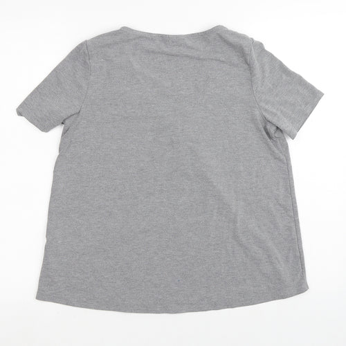 Topshop Womens Grey  Polyester Basic T-Shirt Size 8 V-Neck
