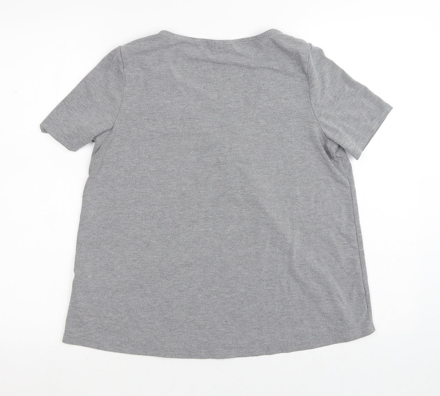 Topshop Womens Grey  Polyester Basic T-Shirt Size 8 V-Neck