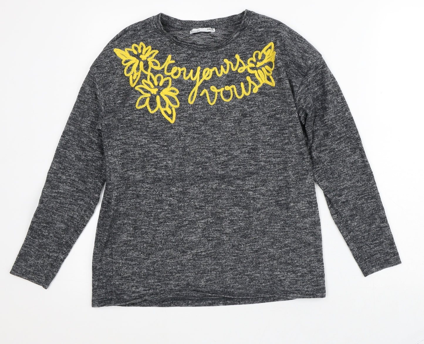 Zara Womens Grey  Cotton Pullover Sweatshirt Size S