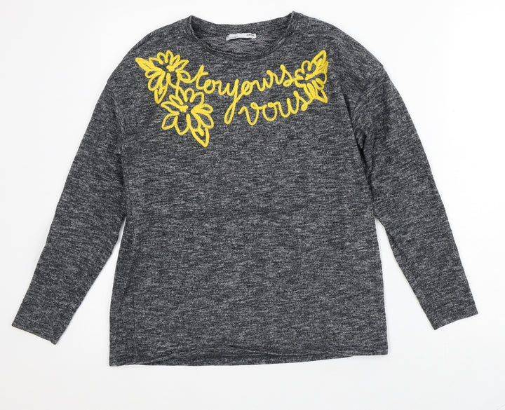 Zara Womens Grey  Cotton Pullover Sweatshirt Size S