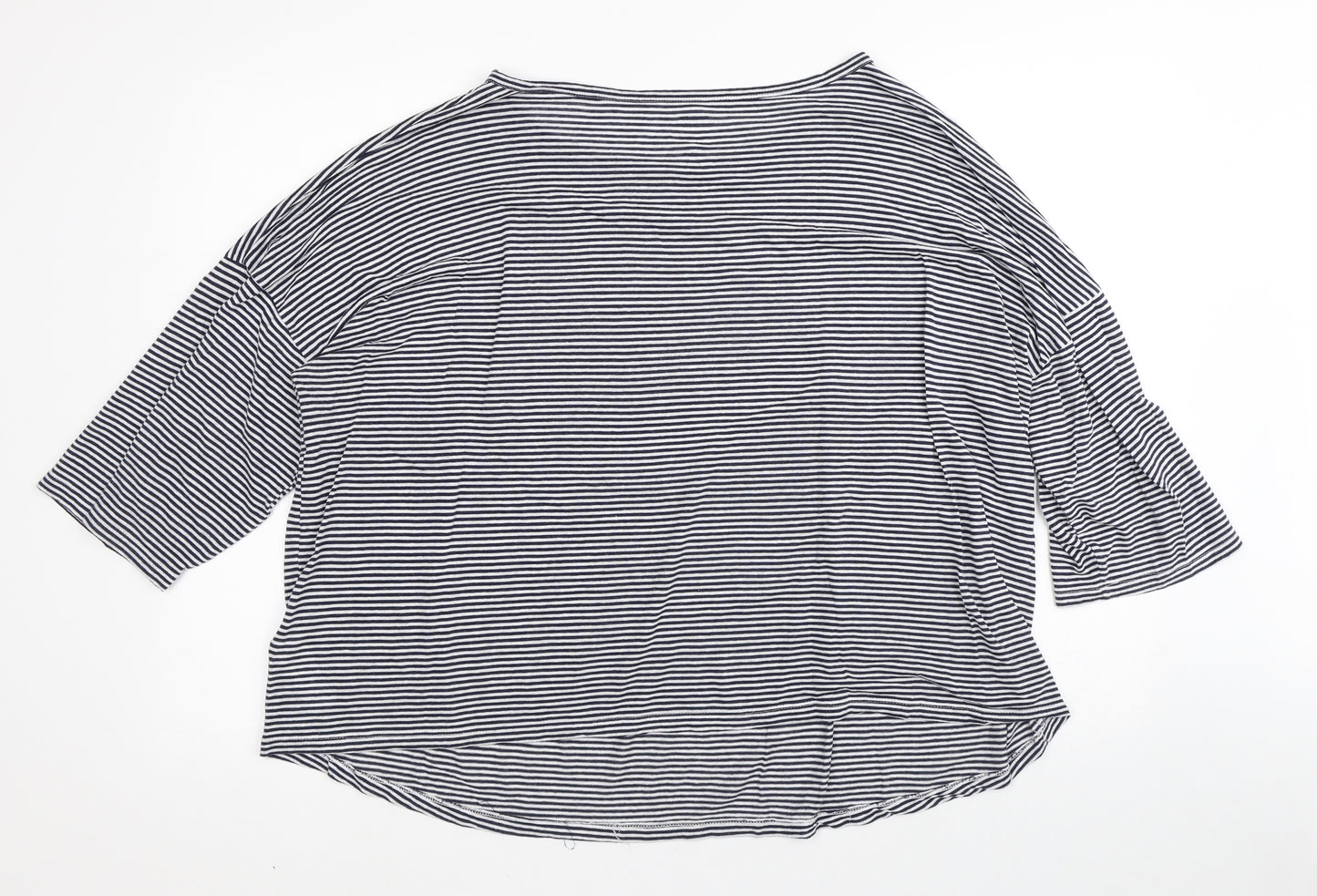 F&F Womens White Striped Viscose Basic T-Shirt Size 22 Crew Neck