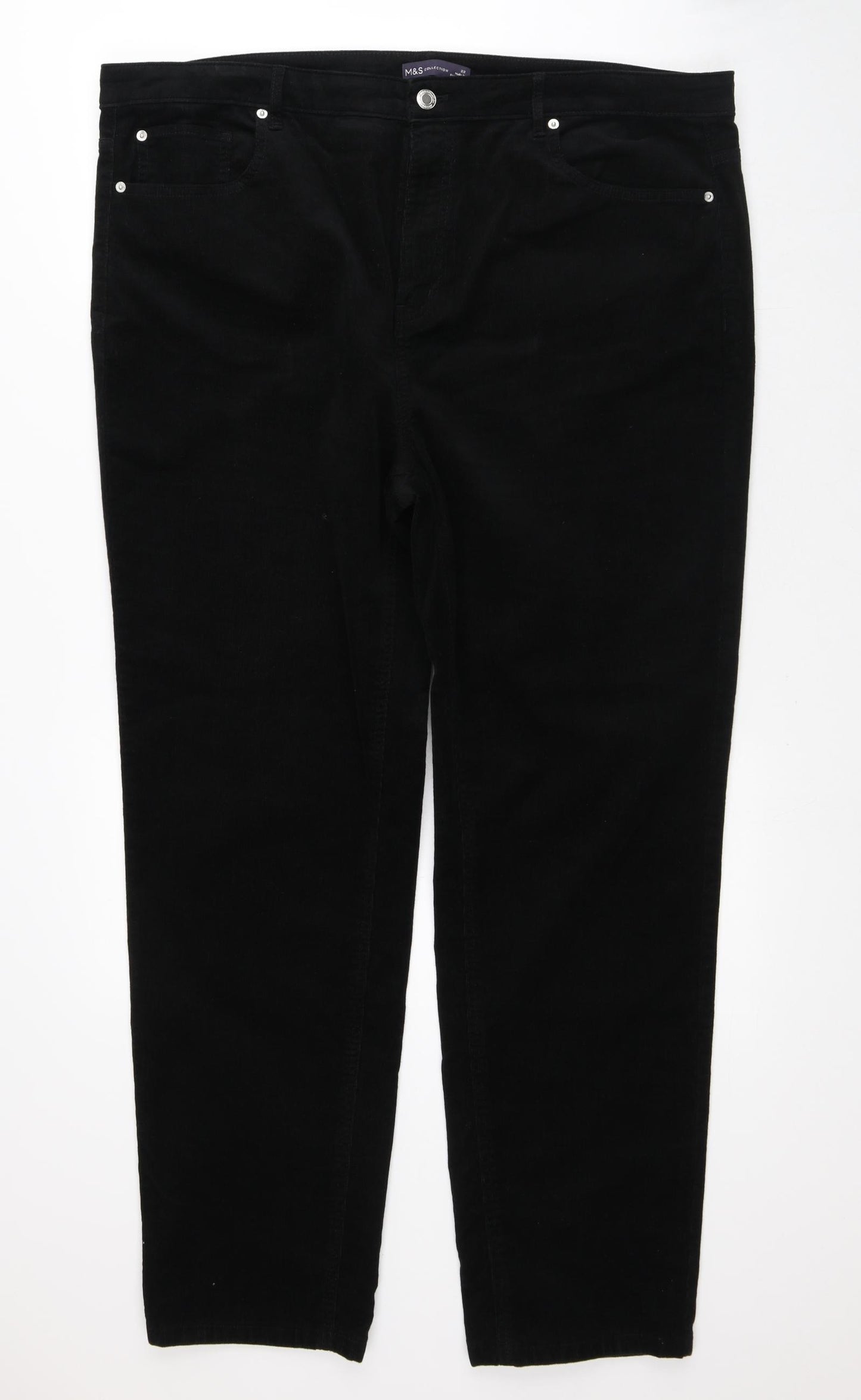 Marks and Spencer Womens Black  Cotton Tapered Jeans Size 22 L31 in Regular